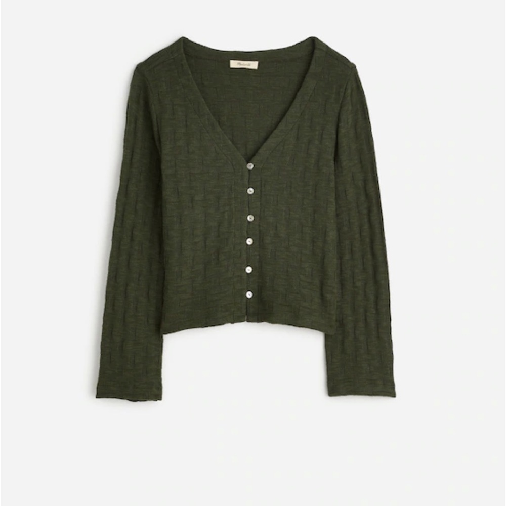 Madewell Basket-Weave Stitch Long-Sleeve Cardigan Sweater Tee XS NEW NWT